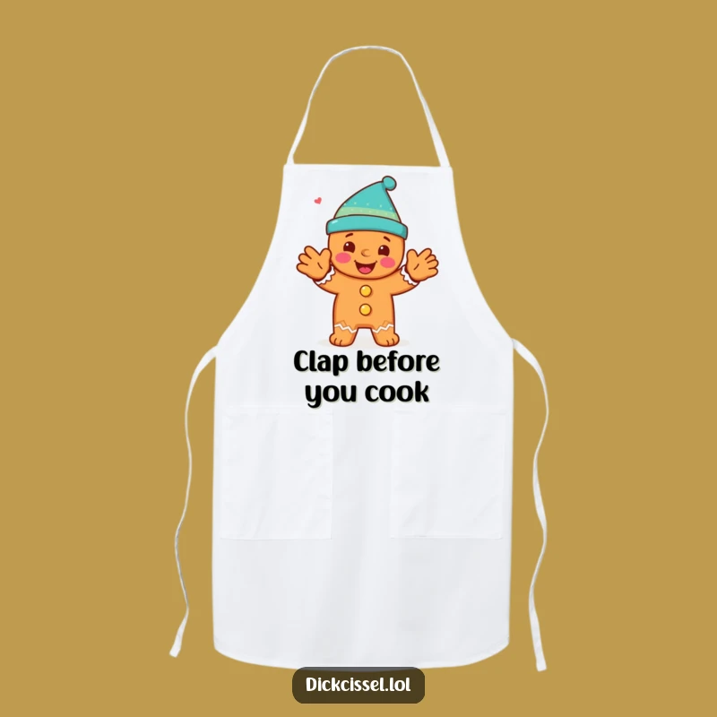 Funny Gingerbread Man Clap Apron: Festive Kitchen Character Gift