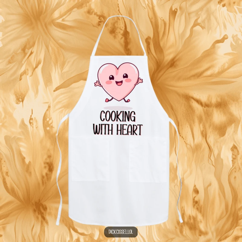 Funny Apron adorned with a cheerful, bouncing candy heart, perfect for adding a playful and sweet touch to kitchen activities.