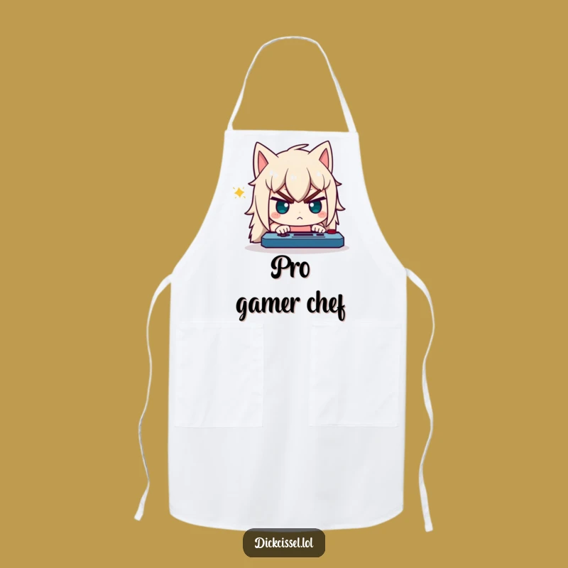 Funny Gamer Apron: Determined Character Focus - Kitchen Battle Ready!
