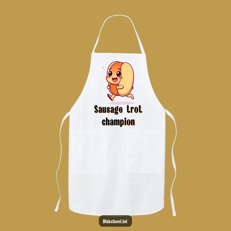 Funny Hot Dog Trot Apron: Smiling Wiener Kitchen Fun, Great Funny Gift