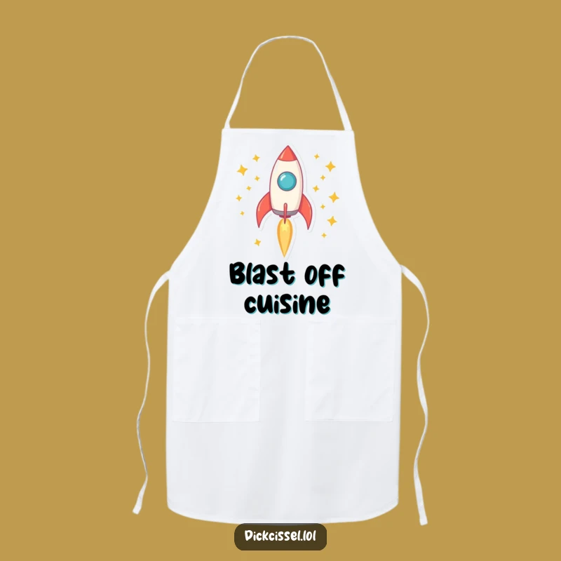 Funny Rocket Blast-Off Apron: Cook Up a Storm with Cosmic Flair