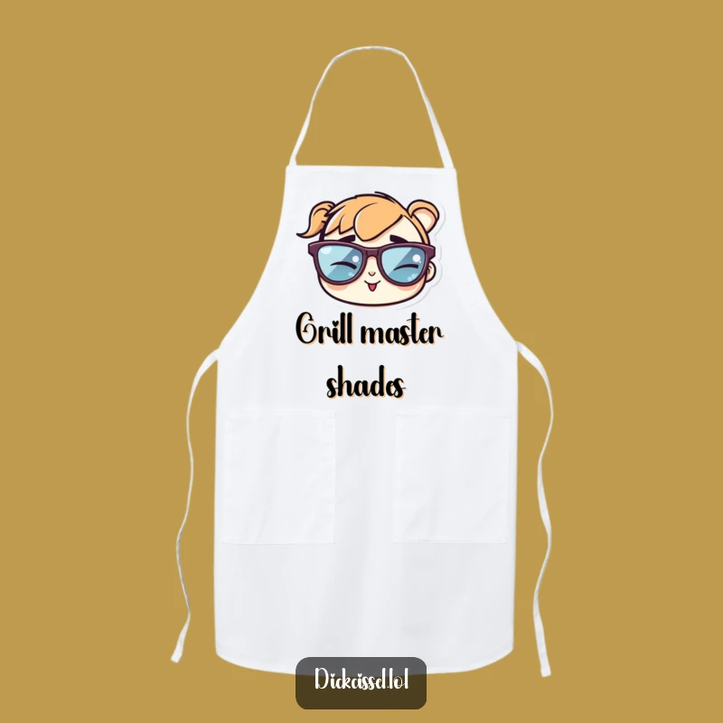 Funny Sunglasses Sticker Apron: Cook and Serve with Cheeky Flair