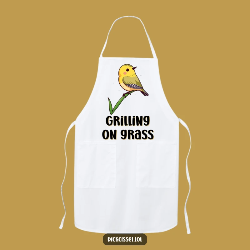 Funny Dickcissel Grass Apron: Perched Bird Kitchen Wear, Great Gardener Funny Gift
