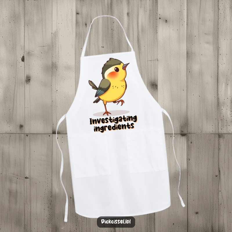 Funny Dickcissel Bird Apron: A dickcissel bird hopping sideways with playful curiosity, adding humor to your cooking adventures.