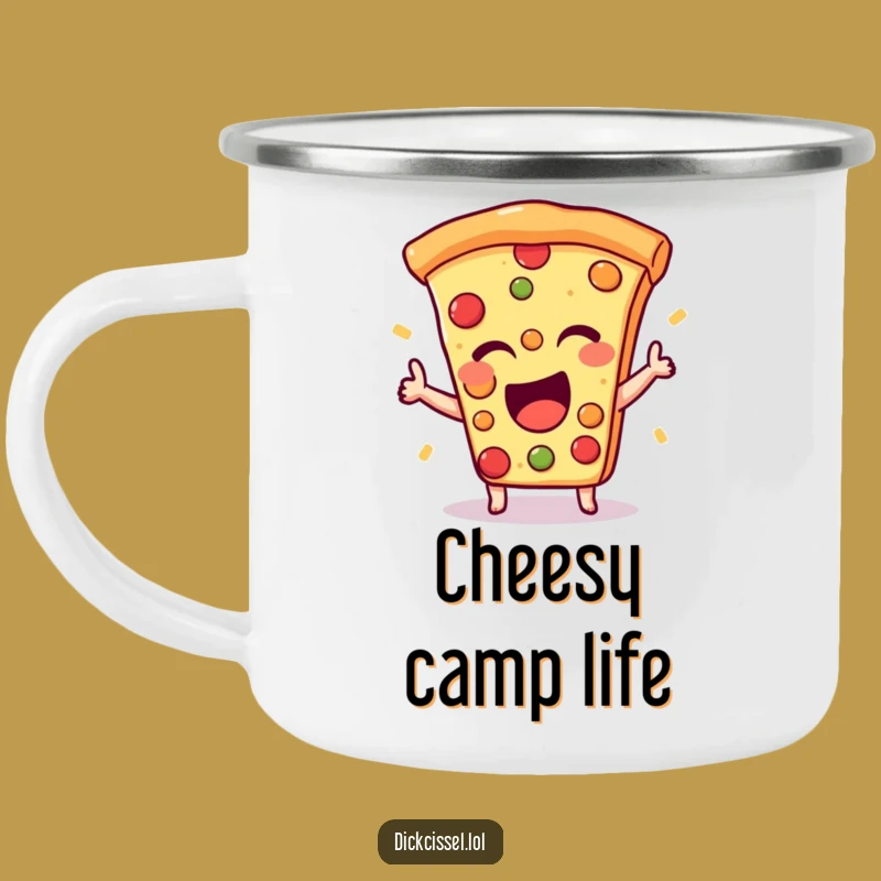 Funny Pizza Wink Camping Mug: Enjoy Drinks with Cheesy Humor Outdoors
