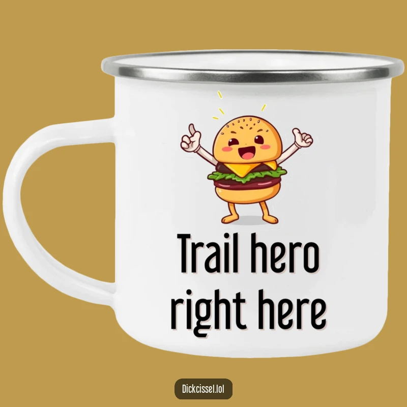 Funny Burger Hero Camping Mug: Fuel Your Adventures with Bravery, Perfect Funny Gift