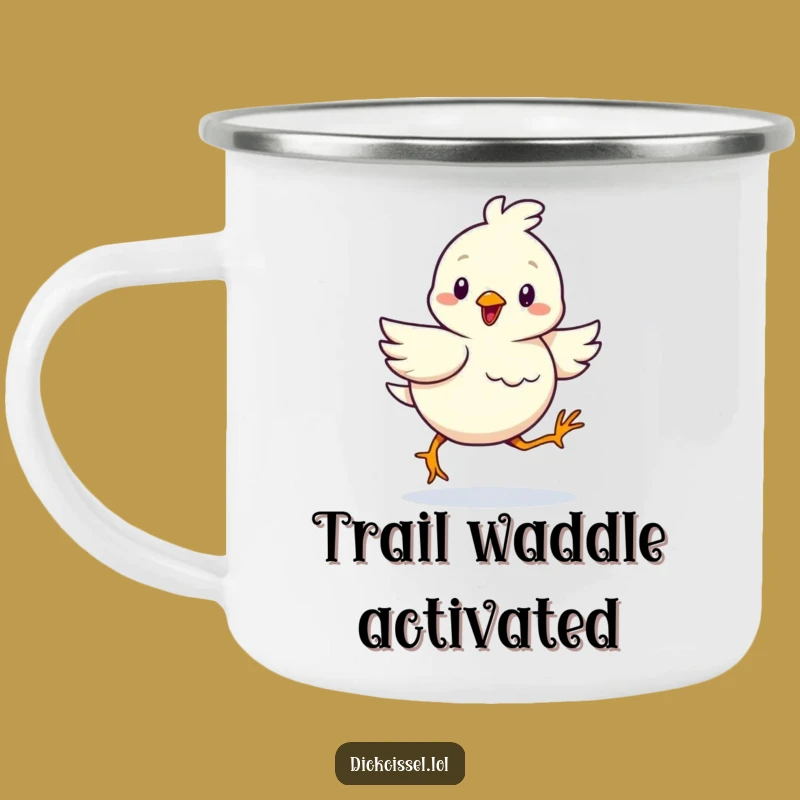 Funny Determined Bird Camping Mug: Adventure with a Waddling Spirit