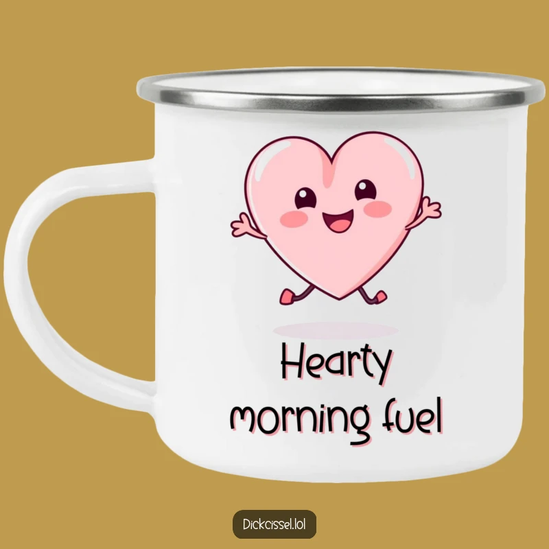 Funny Candy Heart Bounce Camping Mug: Sip Happy Outdoors, Rugged Funny Gift