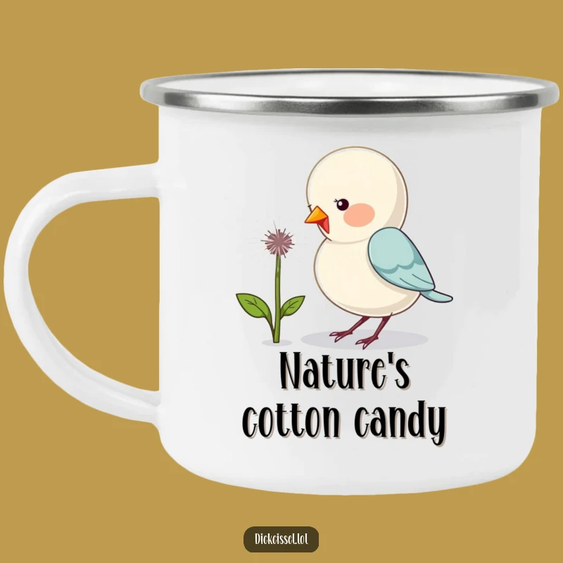 Funny Dandelion Bird Camping Mug: Adventure with a Pecking Bird