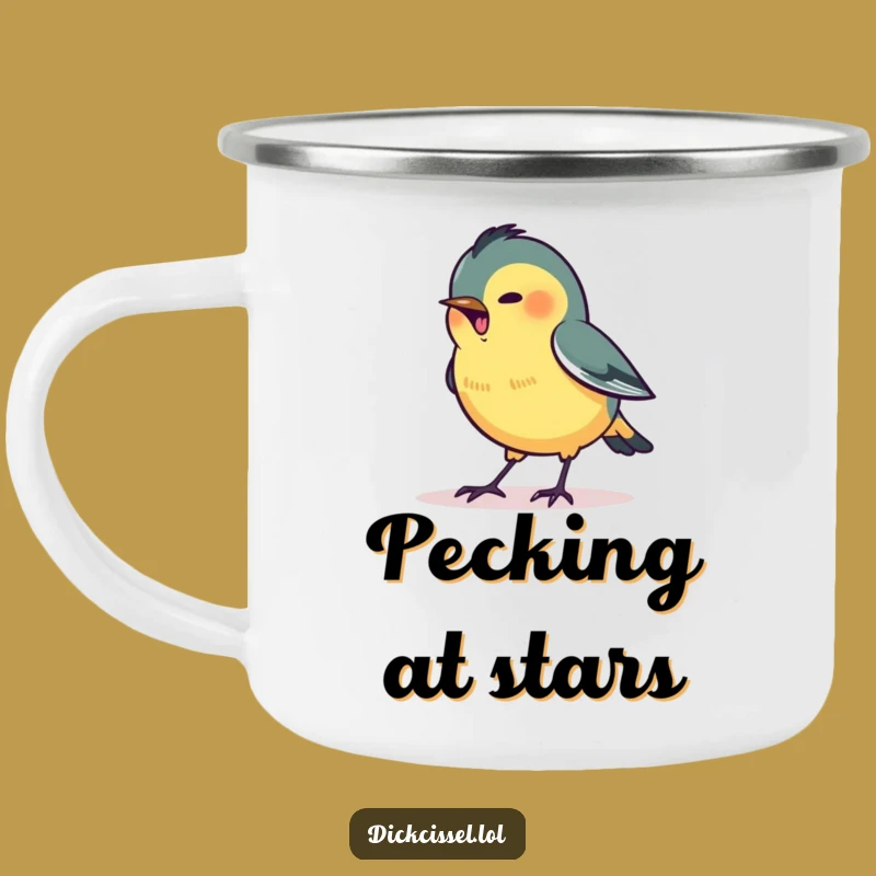 Funny Pecking Dickcissel Camping Mug: Durable Focused Cup, Perfect Outdoor Funny Gift
