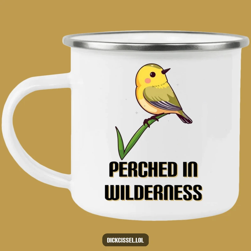 Funny Dickcissel Grass Camping Mug: Durable Perched Bird Cup, Perfect Outdoors Funny Gift