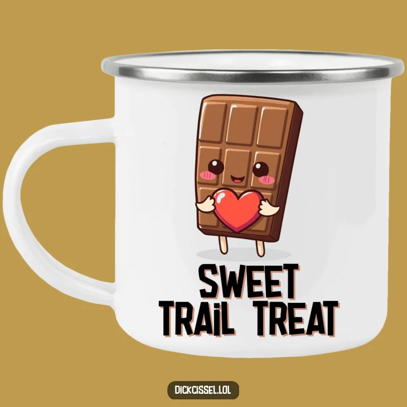 Funny Chocolate Heart Camping Mug: Share Sweetness Outdoors, Unique Funny Gift