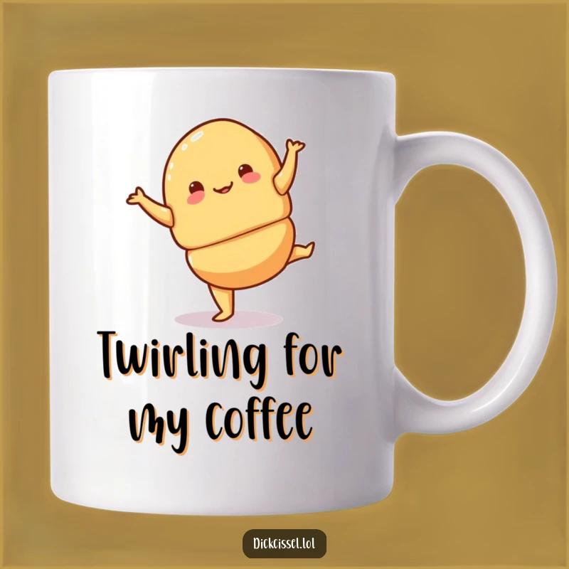 Funny Croissant Pirouette Mug - Whimsical Character, Perfect Humorous Gift Idea