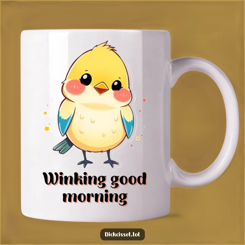 Funny Winking Dickcissel Mug: Colorful Bird Character, Perfect Playful Funny Gift