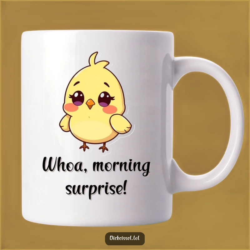 Funny Surprised Bird Mug: Tiny Character, Wide Eyes, Perfect Funny Gift for Shocked Moments