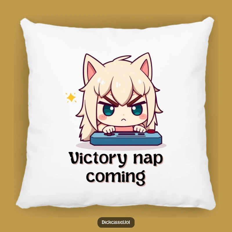 Funny Gamer Pillow: Determined Character Focus - Cozy Gaming Accent!