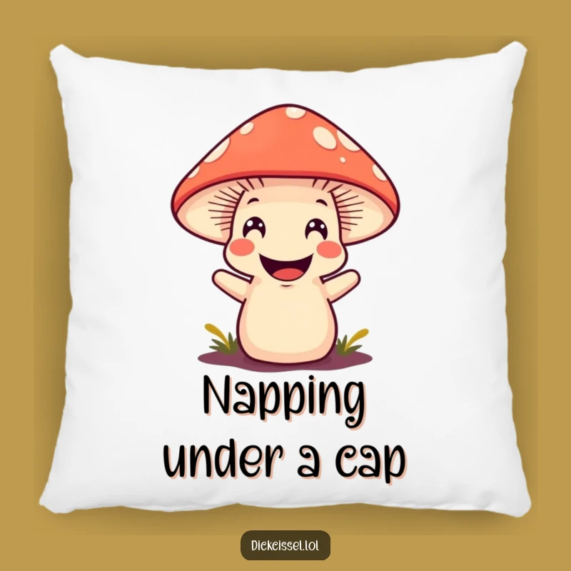 Funny Mushroom Grin Pillow - Cozy Woodland Accent Gift