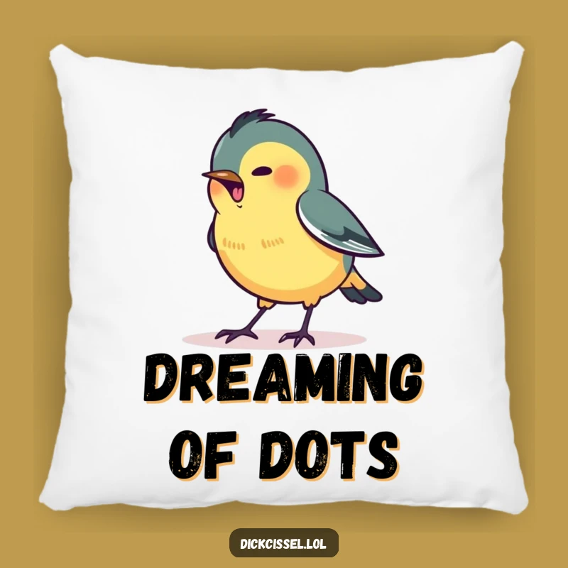 Funny Pecking Dickcissel Pillow: Soft Focused Cushion, Cozy Determined Funny Gift