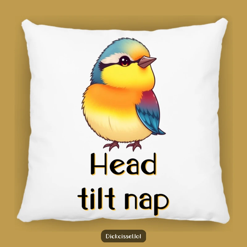 Funny Curious Plump Bird Pillow: Cozy Vibrant Head Tilt Cushion, Humorous Gift