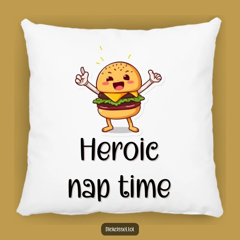 Funny Burger Hero Pillow: Comfy Cuddles with a Side of Courage, Perfect Funny Gift