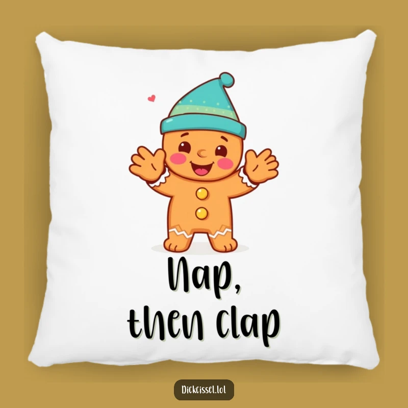 Funny Gingerbread Man Clap Pillow: Cozy Holiday Character Comfort