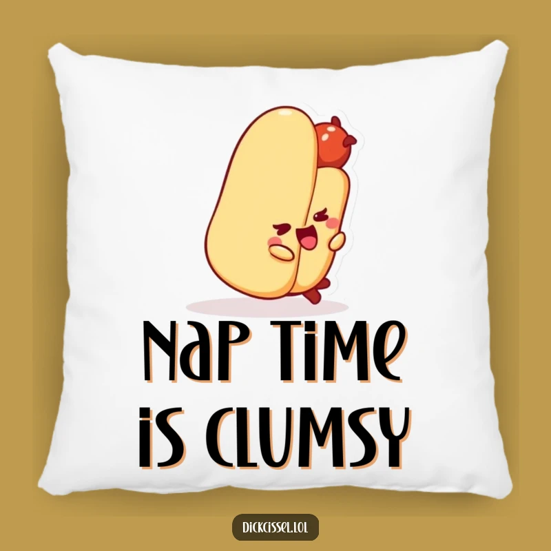 Funny Hot Dog Tripping Pillow: Cozy & Hilarious Cartoon Accent for Your Couch