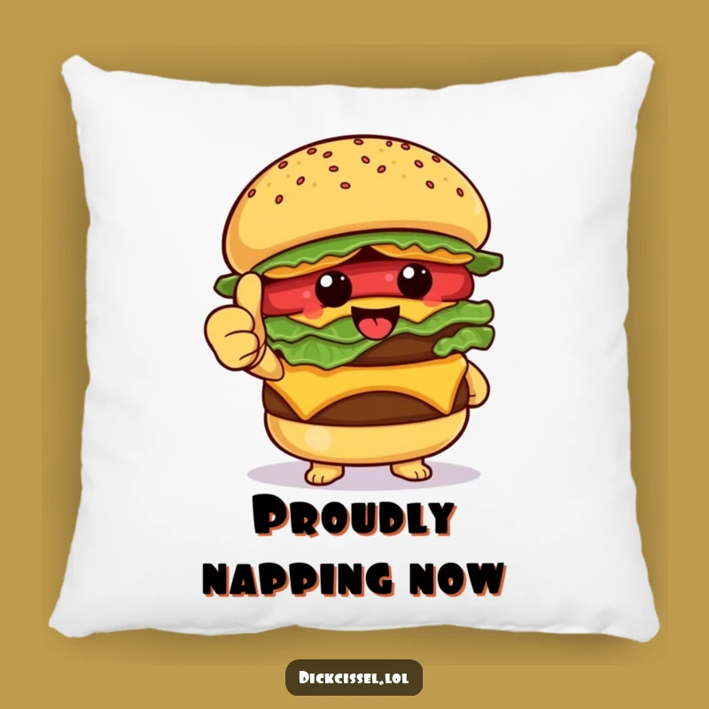 Funny Burger Thumbs Up Pillow: Cozy Foodie Comfort, Perfect Funny Gift
