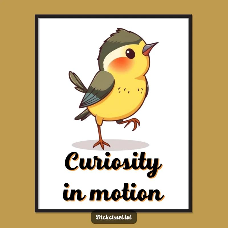 Funny Dickcissel Bird Digital Art: Instant Playful Curiosity for Your Walls