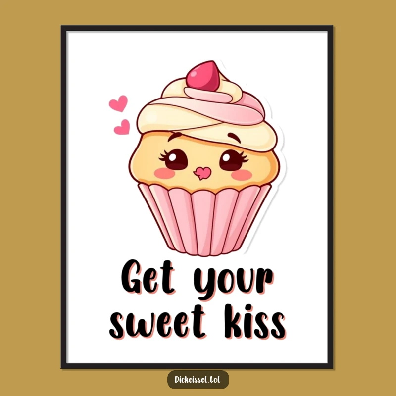 Funny Cupcake Kiss Digital Art: Sweet Frosting Kiss, Ultimate Funny Gift