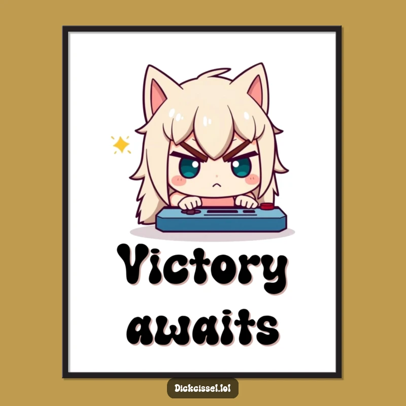 Funny Gamer Digital Art: Determined Character Focus - Instant Game Room Decor!