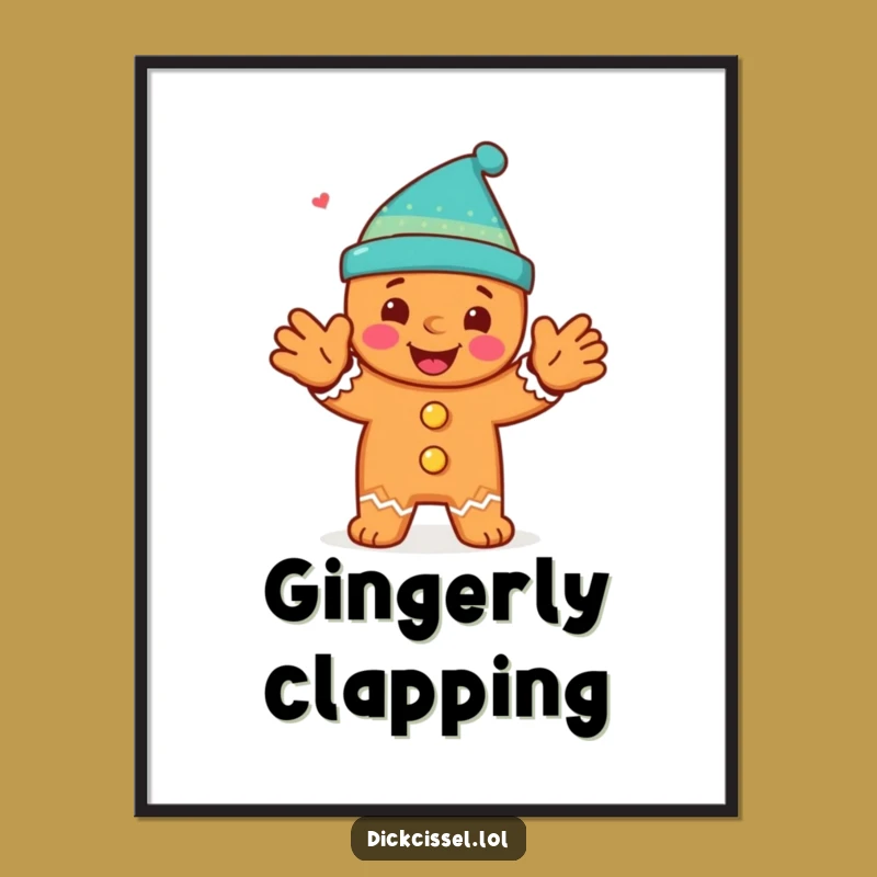 Funny Gingerbread Man Clap Digital Art: Festive Holiday Decor
