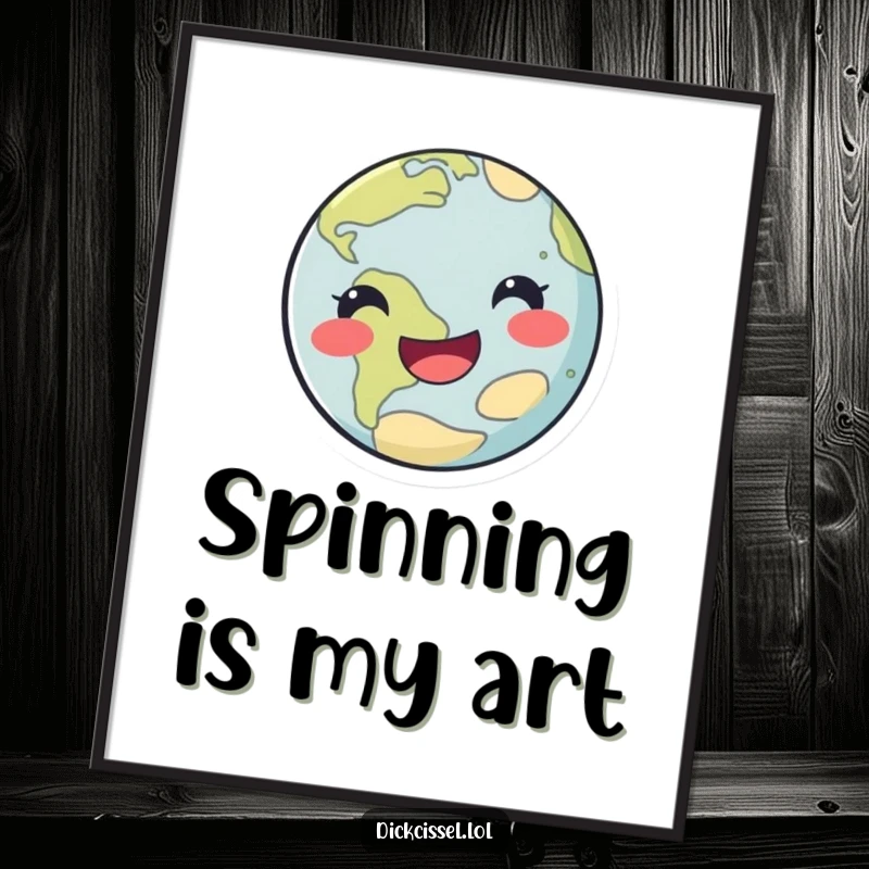 Funny happy planet digital art print of a cheerful planet spinning playfully, offering instant cosmic happiness.