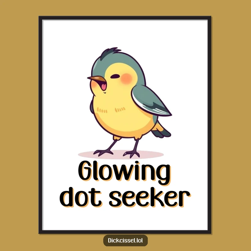 Funny Pecking Dickcissel Digital Art: Focused Print, Instant Driven Funny Gift
