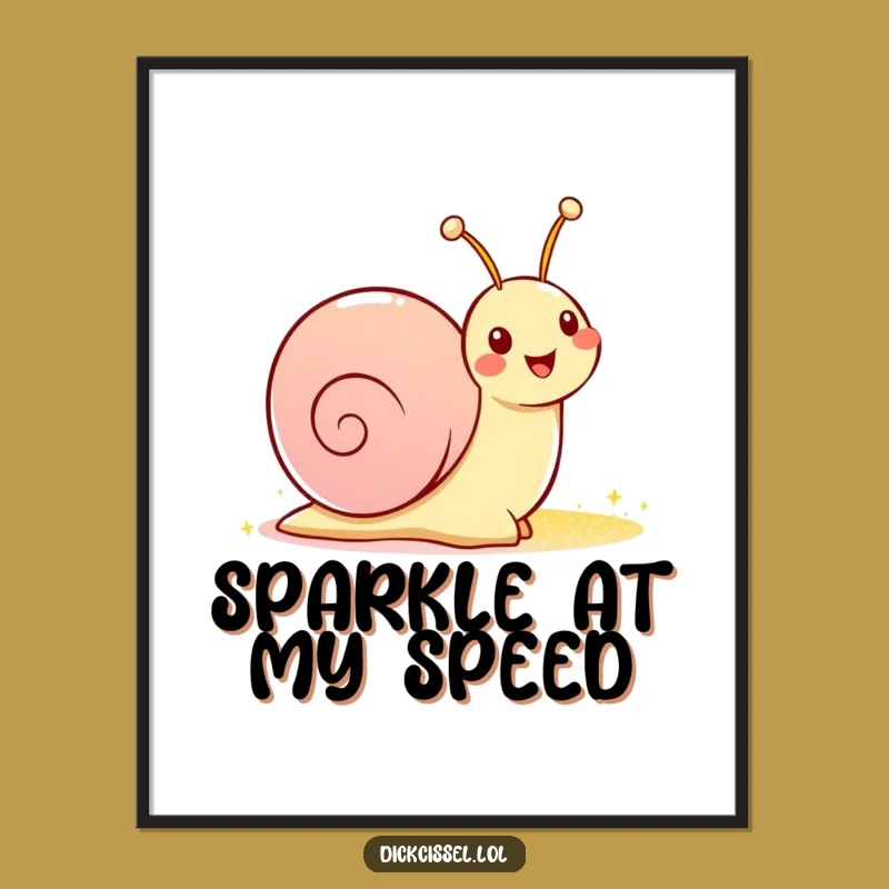 Funny Snail Sparkle Trail Digital Art - Hilarious Instant Decor for a Cheerful Space