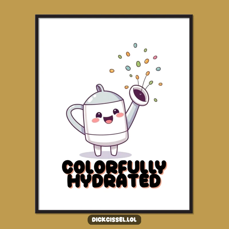 Funny Watering Can Rainbow Digital Art - Instant Garden Decor Gift