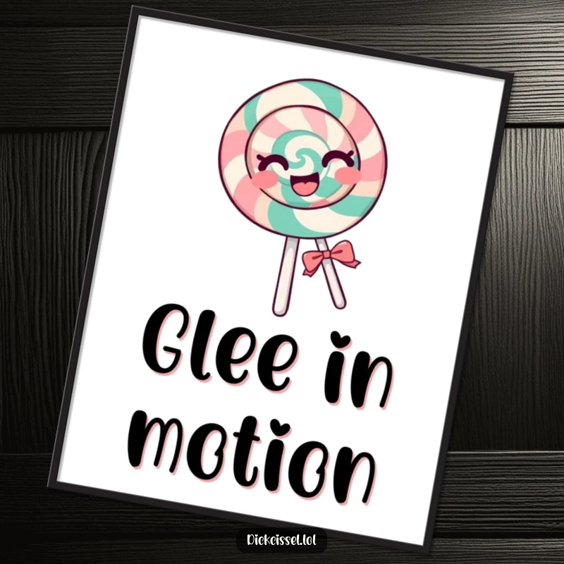 Funny lollipop digital art print of a cheerful lollipop spinning with pure glee, perfect for instant joyful and energetic wall decor.