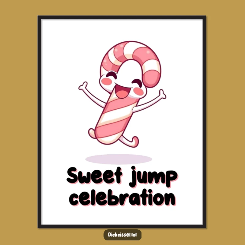 Funny Candy Cane Jump Digital Art: Instantly Download Festive Joyful Wall Decor
