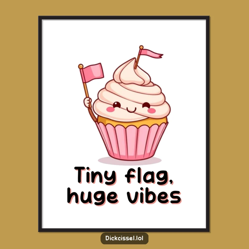 Funny Cupcake Waving Flag Digital Print: Instant Joy for Your Walls, Perfect Funny Gift
