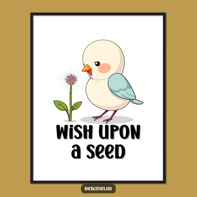 Funny Dandelion Bird Digital Print: Instant Humor for Your Walls