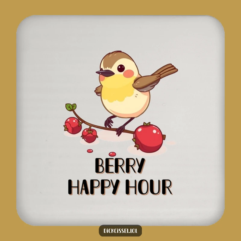 Funny Dickcissel Bird Drink Coaster: Protect Surfaces with Energetic Flair