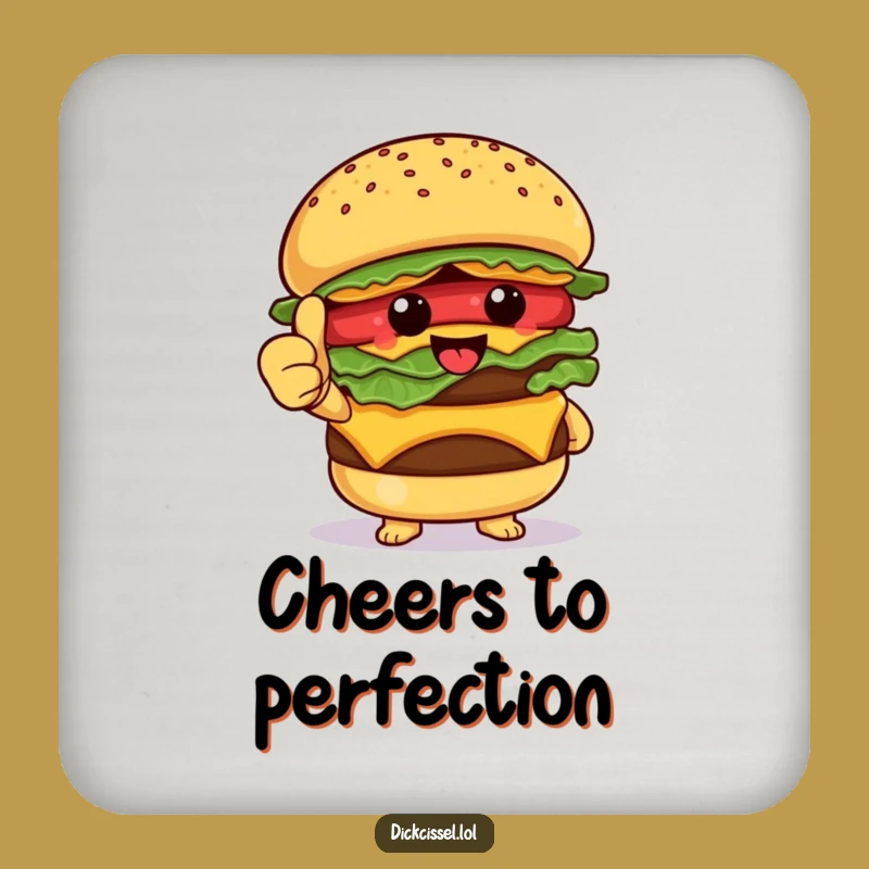 Funny Burger Thumbs Up Coaster: Happy Foodie Protection, Perfect Funny Gift