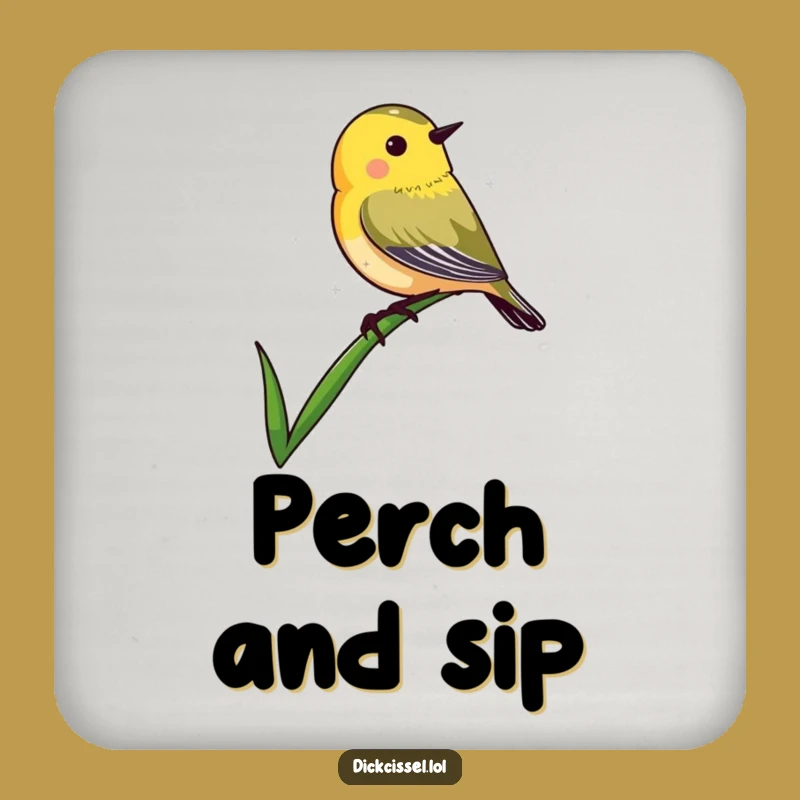 Funny Dickcissel Grass Coaster: Perched Bird Protector, Unique Nature Funny Gift