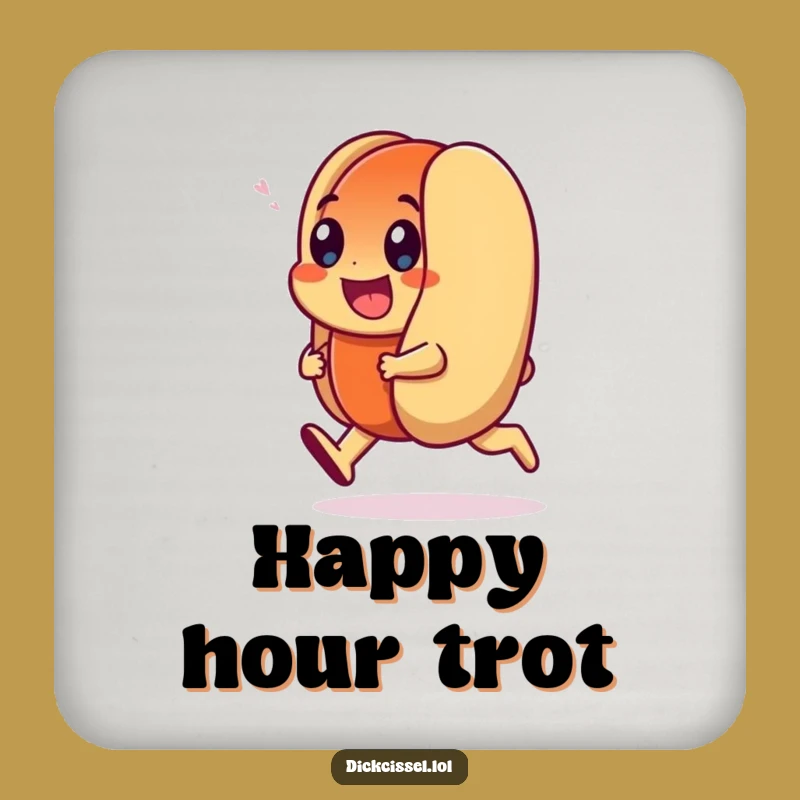 Funny Hot Dog Trot Coaster: Smiling Wiener Protection, Perfect Funny Gift
