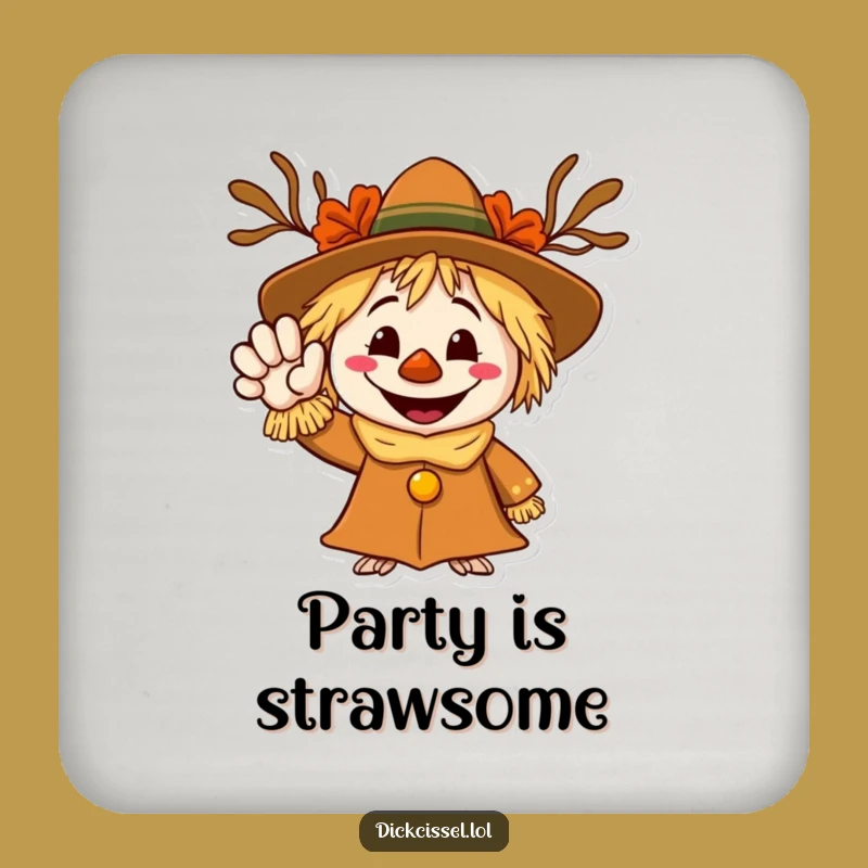 Funny Scarecrow Welcome Drink Coaster - Protect Surfaces with Hilarious Autumn Charm