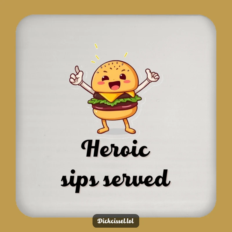 Funny Burger Hero Drink Coaster: Protect Your Table with Style, Ideal Funny Gift
