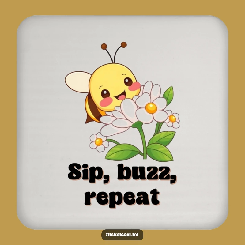 Funny Bee Flower Buzz Drink Coaster - Protect Surfaces with Hilarious Garden Charm