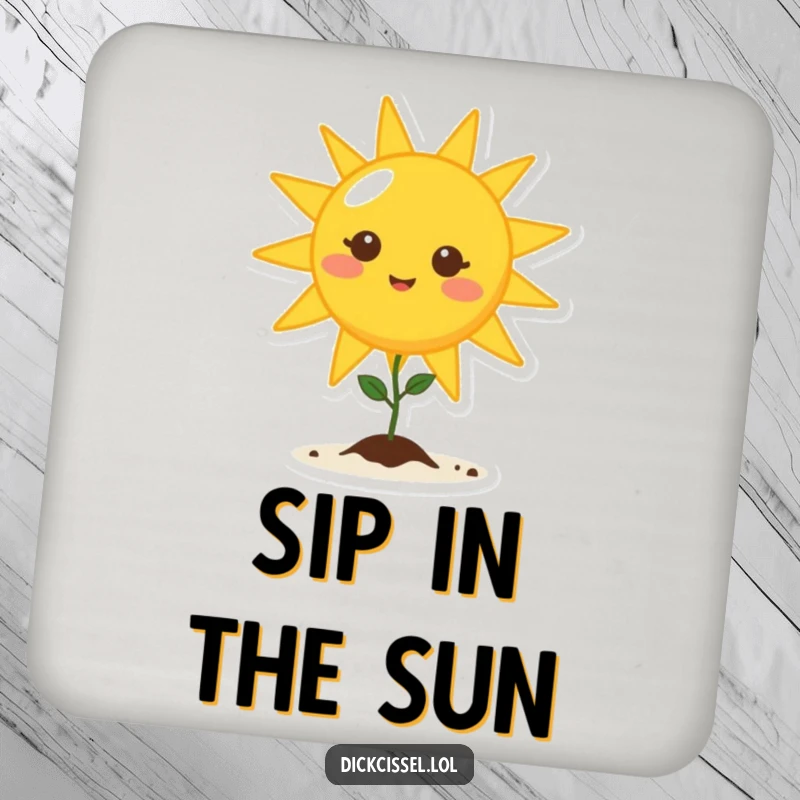 Funny sun character beaming brightly over a sprouting seedling, a charming and protective tabletop accessory.