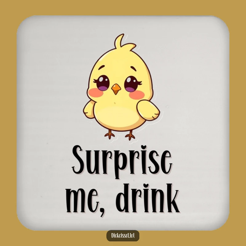 Funny Surprised Bird Coaster: Tiny Character Protector, Unique Funny Gift