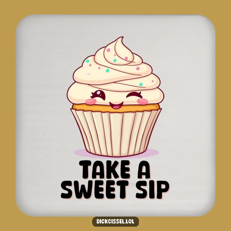 Funny Cupcake Wink Coaster Set: Protect Surfaces with Sweet Playful Charm
