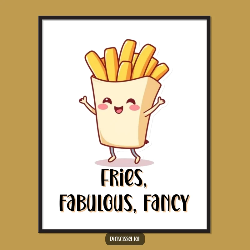 Funny French Fry Twirl Poster: Whimsical Wall Art for a Fun Space, Great Funny Gift